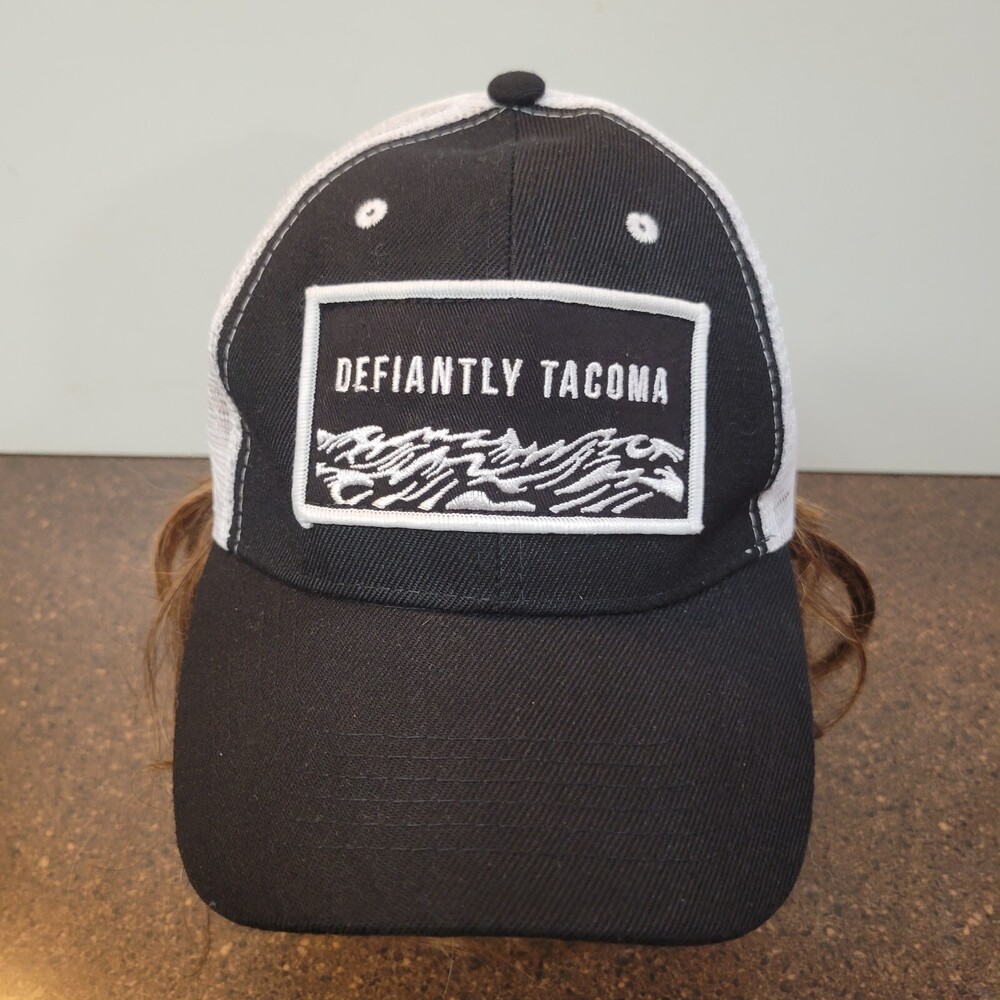 Defiantly Tacoma Trucker Hat Mens Black Rainiers Washington State Snapback Cap